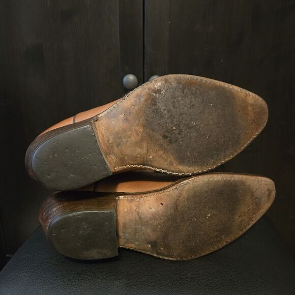 VTG 1977 Stewart Boots Co Sz 9 EE Extra Wide Handmade Tan  display picture 3